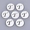 Natural Freshwater Shell Charms, Flat Round with Hollow Out Letter, Letter.T, 14.5x1.5mm, Hole: 0.9mm