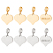 BENECREAT 4 Sets 2 Colors Engravable 304 Stainless Steel European Dangle Charms, with 201 Stainless Steel Tube Bails, Heart, Golden & Stainless Steel Color, 20mm, Pendant: 13x14x1.5mm, Hole: 1.8mm