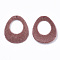 Flocky Alloy Pendants, Teardrop, Rosy Brown, 35x29x3mm, Hole: 2mm