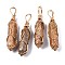 Natural Picture Jasper Big Pendants, with Golden Brass Findings, Hexagonal Prisms, 44.5~52x10~11x9.5~10.5mm, Hole: 4x7mm