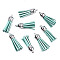 Faux Suede Tassel Pendant Decorations, with CCB Plastic Cord Ends, Platinum, Dark Cyan, 35~37x10mm, Hole: 1.8mm