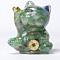 Resin Craft Display Decorations, with Cat Eye Glass Chip, Lucky Cat Figurine, for Home Feng Shui Ornament, 63x55x45mm