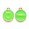 Alloy Enamel Pendants, Cadmium Free & Lead Free, Flat Round with Constellation, Light Gold, Pale Green, Taurus, 22x18x2mm, Hole: 1.5mm