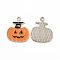 Rack Plating Alloy Enamel Pendants, Cadmium Free & Nickel Free & Lead Free, Halloween Theme, Pumpkin Charm, Platinum, Dark Orange, 23x20x1.5mm, Hole: 1.8mm