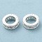 Rack Plating Brass Micro Pave Cubic Zirconia Beads, Long-Lasting Plated, Lead Free & Cadmium Free, Column, Silver Color Plated, 8x3mm, Hole: 5mm