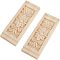 Natural Solid Wood Carved Onlay Applique Craft, Unpainted Onlay Furniture Home Decoration, Rectangle with Flower, BurlyWood, 160x60x9.5mm