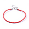 Trendy Braided Imitation Leather Bracelet Making, with Iron Lobster Claw Clasps and End Chains, FireBrick, 200x3mm