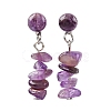Natural Amethyst Dangle Stud Earrings EJEW-JE06371-06-2