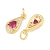 Brass Micro Pave Medium Violet Red Cubic Zirconia Charms CU-CBAB3AD-07G-01-2