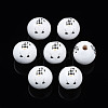 Painted Natural Wood Round Beads WOOD-N006-180B-1