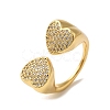 Rack Plating Brass Micro Pave Clear Cubic Zirconia Cuff Rings for Women RJEW-G325-13E-G-1