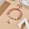 Natural Strawberry Quartz & White Moonstone & Pearl Beaded Stretch Bracelet with Tassel Charms for Women BJEW-JB09009-01-2