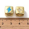 Rack Plating Brass Micro Pave Cubic Zirconia Beads KK-P268-01G-09-2