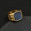 304 Stainless Steel with Natural Lapis Lazuli Finger Rings FS-WG06E27-11-1