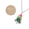 Glass Beaded Star Christmas Tree Pendant 304 Stainless Steel Cable Chain Necklaces NJEW-JN05498-4
