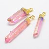 Electroplate Natural Quartz Crystal Pendants G-F463-04B-1