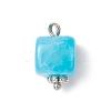 Dyed Natural Agate Cube Charms PALLOY-JF03964-3