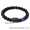 12 Constellations Protetion Natural Lapis Lazuli  & Black Obsidian Round Beads Stretch Bracelets for Men Women WG083ED-02-1
