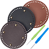 3Pcs 3 Colors Flat Round PU Leather Knitting Crochet Bags Nail Bottom Shaper Pad DIY-CL0002-14-7