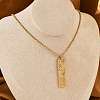 304 Stainless Steel Clear Cubic Zirconia Rectangle Constellation Pendant Necklaces for Women Men NJEW-S435-01G-L-2