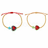 2Pcs 2 Colors Dyed Synthetic Turquoise Cross and Glass Heart Braided Bead Bracelets for Women PE0777-16-1