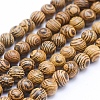 Natural Wenge Wood Beads Strands WOOD-P011-05-8mm-1