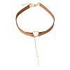 Black Velvet Choker Brass & Iron Rectangle Pendant Necklaces for Women FS-WGDB652-02-4