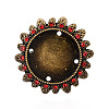 Adjustable Flower Alloy & Iron Rhinestone Bezel Cup Ring Base with Rotatable Tray MAK-T012-09AB-2