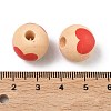 Valentine's Day Spray Painted & Printed Wood European Beads WOOD-L023-03K-3
