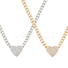 ANATTASOUL 2Pcs 2 Colors Crystal Rhinestone Heart Pendant Necklaces Set with Alloy Curb Chains NJEW-AN0001-88-1