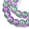 Two-Tone Crackle Baking Paint Transparent Glass Beads Strands CCG-T004-8mm-02-2