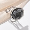 Oval Natural Snowflake Obsidian Finger Rings RJEW-M062-02P-06-1