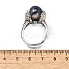 Natural Sodalite Wings Adjustable Rings RJEW-K241-04AS-06-5
