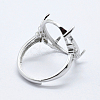 Anti-Tarnish Rhodium Plated 925 Sterling Silver Finger Ring Components STER-G027-06P-2