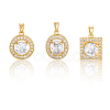 9Pcs 3 Style Brass Micro Pave Cubic Zirconia Pendants KK-BBC0019-44-6