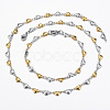 Two Tone 304 Stainless Steel Heart Link Chain Jewelry Sets SJEW-H103-12GP-1