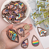 CHGCRAFT 48Pcs 12 Styles Single Face Printed Aspen Wood Big Pendants WOOD-CA0001-72-3