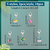 10Pcs 5 Style Ocean Fish Handmade Polymer Clay Pendant Stitch Markers HJEW-NB00033-2