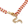Enamel Ear of Wheat Link Chain Necklace NJEW-P220-02G-04-4