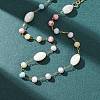Glass Round Beads & Natural Shell Barrel Beads Link Bracelets BJEW-G774-03G-3