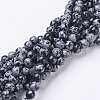 Natural Snowflake Obsidian Beads Strands X-GSR6mmC009-1