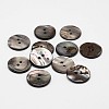 2-Hole Flat Round Natural Black Shell Buttons X-SHEL-P012-21-1
