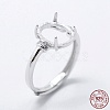 Anti-Tarnish Rhodium Plated 925 Sterling Silver Finger Ring Components STER-G027-05P-5