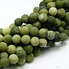 Round Frosted Natural TaiWan Jade Bead Strands X-G-M248-4mm-02-2