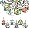 24Pcs 6 Color Hamsa Hand Pattern Glass Pendants GLAA-DC0001-01-1