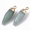 Top Golden Plated Natural Aventurine Pointed Pendants G-S359-078B-3