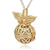 Golden Tone Brass Hollow Round Cage Pendants KK-J233-05G-2