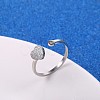 Stylish Adjustable 304 Stainless Steel Heart Cuff Rings for Women CD3807-7-1