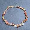 Glass Imitaion Red Agate Chip Beaded Necklaces for Women IW6789-53-1