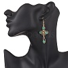 4 Pairs Brass Natural Gemstone Dangle Earrings EJEW-TA00728-3